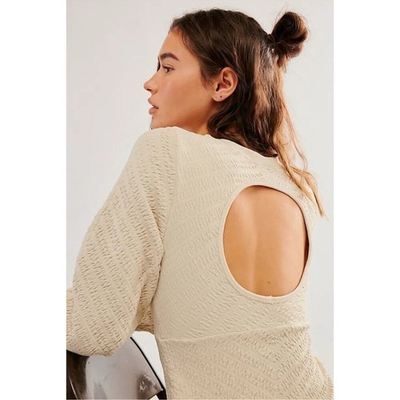 NWOT Free People Gabby Midi Crew Dress Cream Ivory Keyhole Back X-Small / Small - Picture 5 of 12